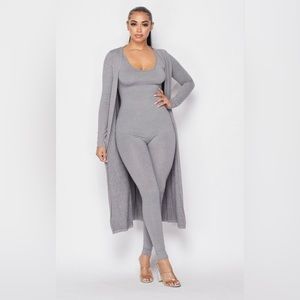 Gray Two Piece Jumpsuit